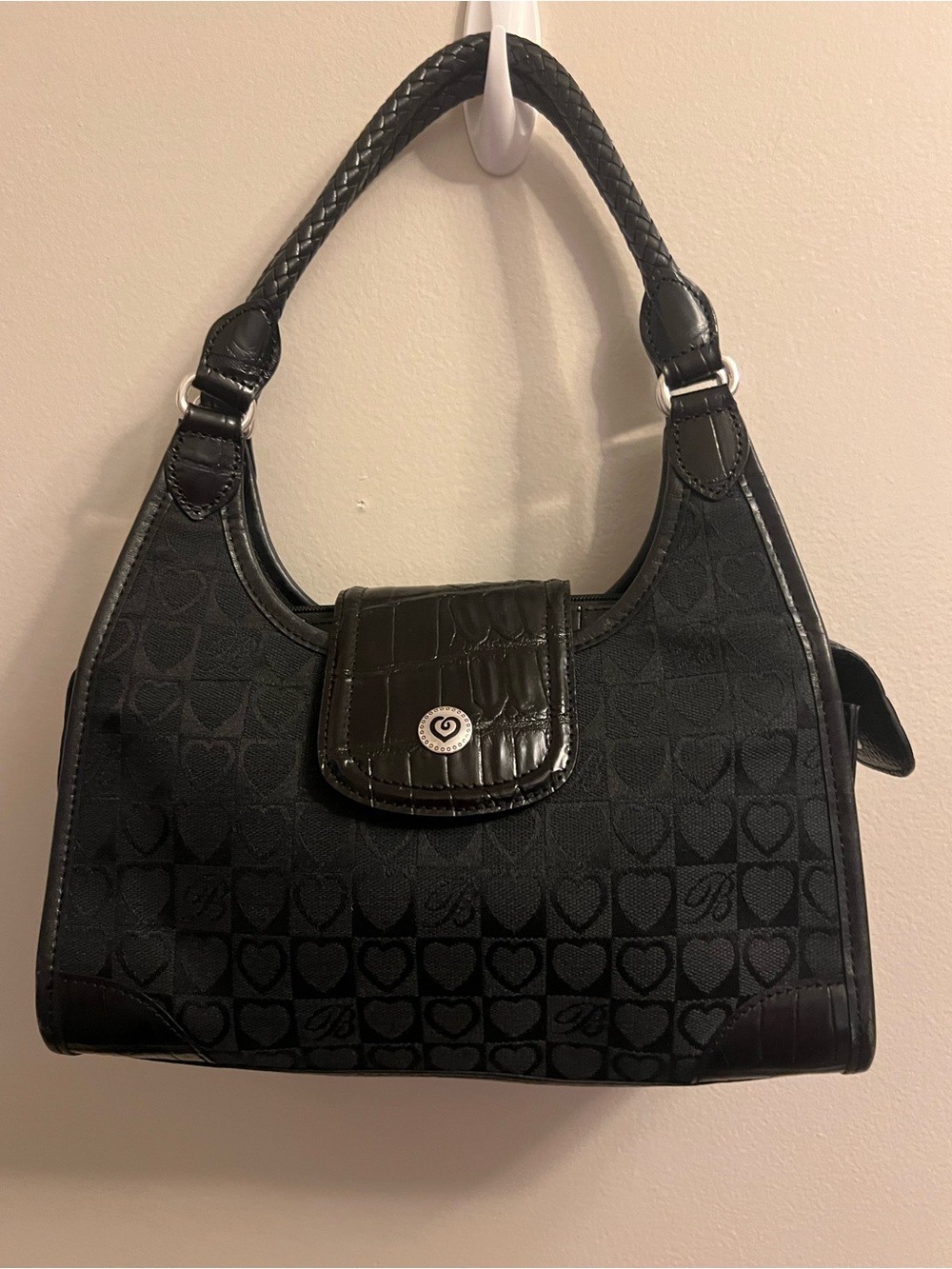 Brighton Black Heart-Pattern Shoulder Bag